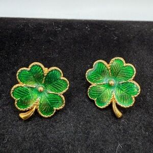 Vintage Avon Green Clover Stud Earrings